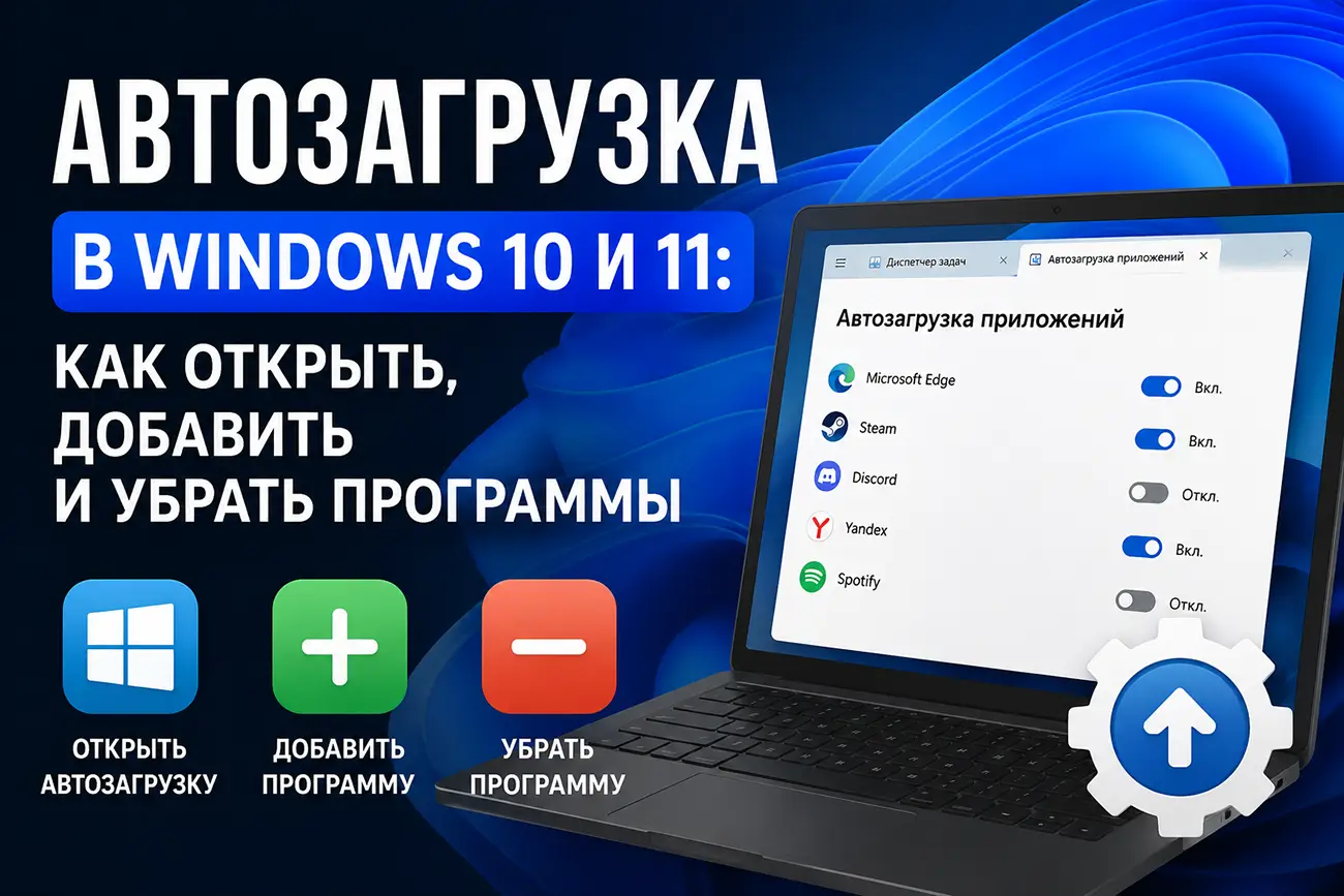 Автозагрузка программ в Windows 10 и 11 с настройками включения и отключения приложений